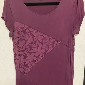 Simply Vera Vera Wang Plum Short Sleeve Floral Panel Tee